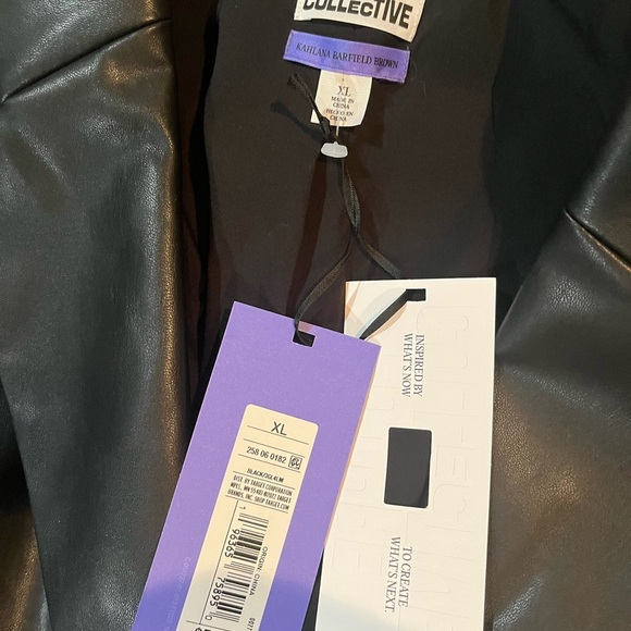 FUTURE COLLECTIVE KAHLANA BARFIELD BROWN Black Faux Leather XL Blazer - Picture 6 of 7